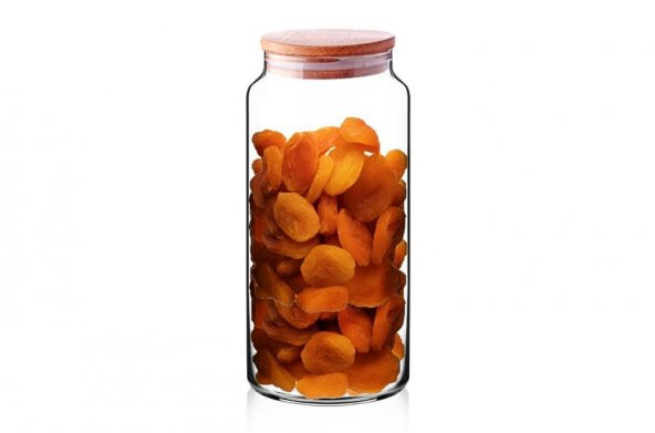 Rossel Premium 6 adet Bambu Vakum Kapaklı Kavanoz 3 boy 500-800-1300 ML - 6