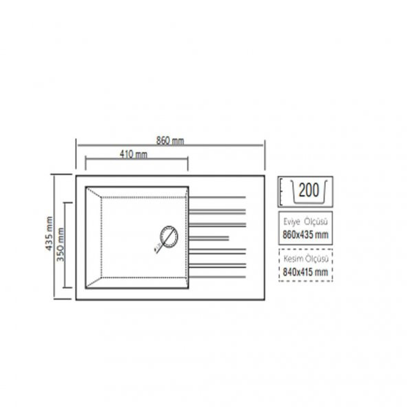 REAL P011 ASSOS 86 XL GRANİT EVYE GRİ 86x43.5 Cm Tezgah Üstü - 2