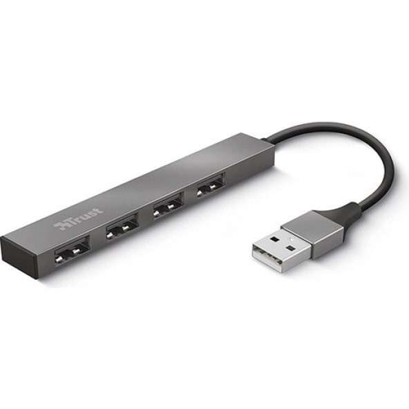 Trust 23786 Halyx Mini USB 2 Hub Alüminyum 4 Bağlantı Noktalı Pc, Laptop, Mac Için - Gümüş