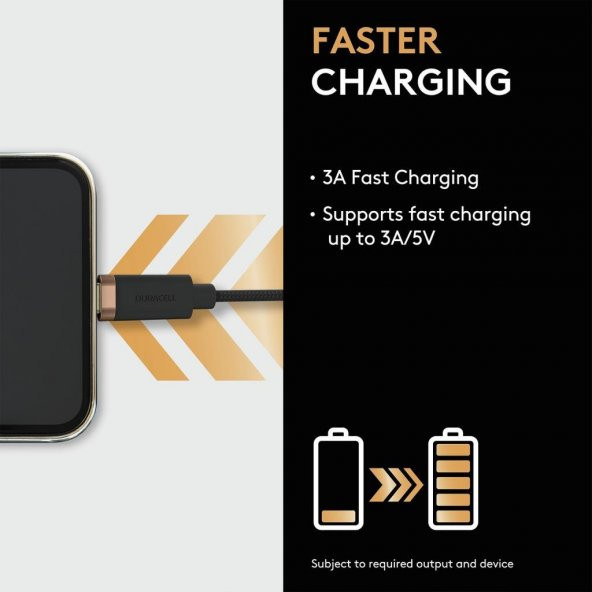 Duracell 1m Lightning to USB-A Şarj Kablosu - Siyah - 3
