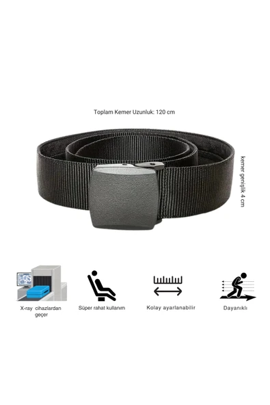 Bez Kemer Spor Erkek Kemer Kot Ve Kanvas Uygun Plastik Siyah Tokalı max. 125 cm - 3