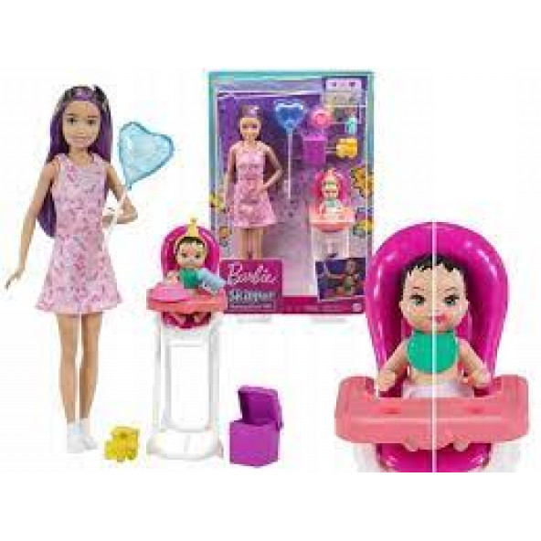 Barbie Bebek Bakıcılığı Oyun Seti Parti Temalı Kumral
