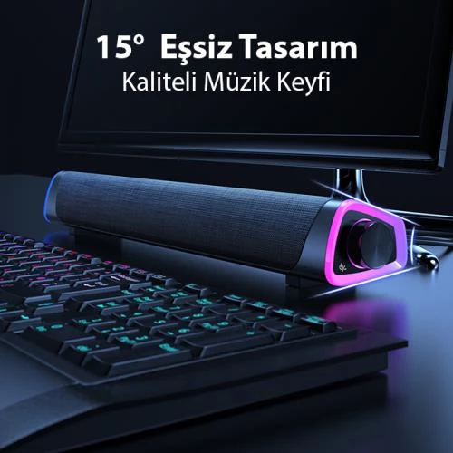 Coofbe Rgb Işıklı Bluetooth Soundbar Bluetooth Hoparlör Subwoofer Tv Bilgisayar Ses Sistemi Çift Hoparlör - 5