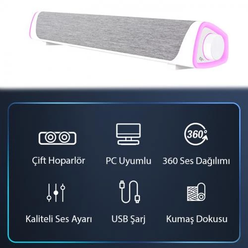 Coofbe Rgb Işıklı Bluetooth Soundbar Bluetooth Hoparlör Subwoofer Tv Bilgisayar Ses Sistemi Çift Hoparlör - 9