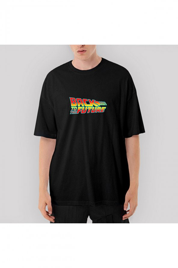 Back To The Future Gelece Dönüş Oversize Siyah Tişört XL