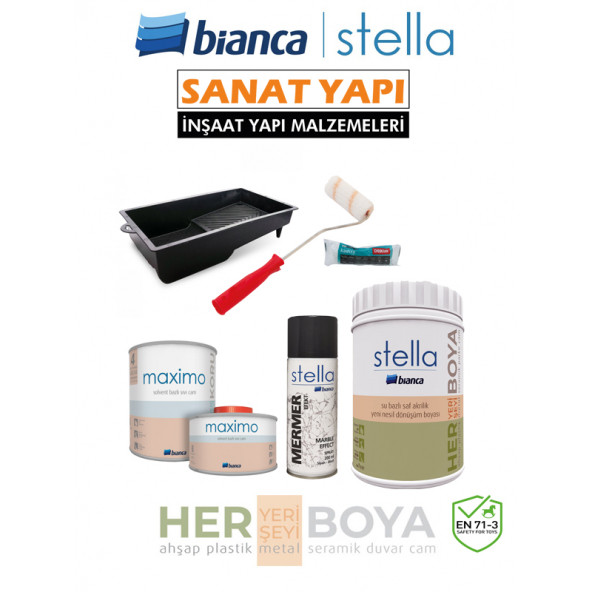 Stella Set Beyaz Boya - Siyah Mermer Efekt - Maximo Mat