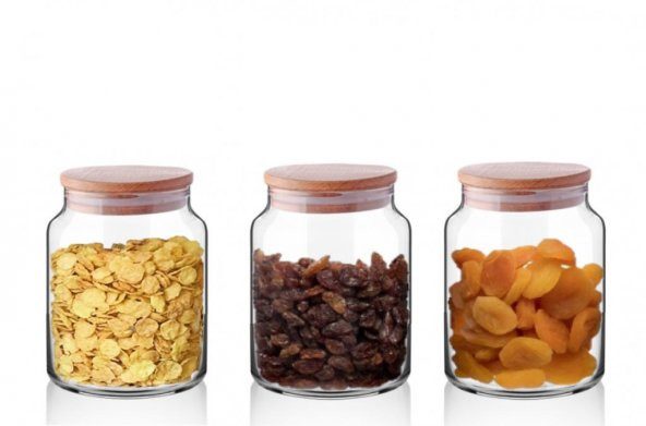 Rossel Premium Bambu Vakum Kapaklı Cam Kavanoz 500ml 3 lü