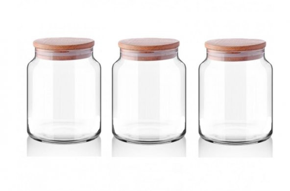 Rossel Premium Bambu Vakum Kapaklı Cam Kavanoz 500ml 3 lü - 2