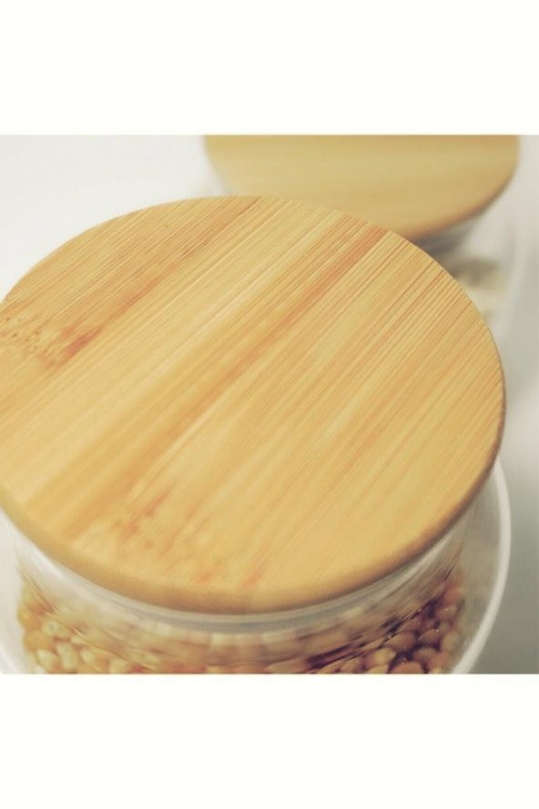 Rossel Premium Bambu Vakum Kapaklı Cam Kavanoz 500ml 3 lü - 4