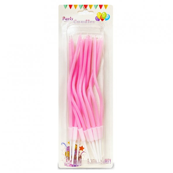 Makaron Pembe Burgulu Uzun Mum 12 li