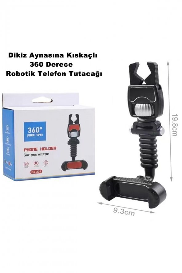 Araç Içi Dikiz Aynası Telefon Tutucu Aynaya Kıskaçlı Robotik 360 Derece Profesyonel -