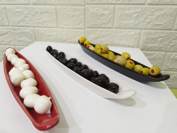 3lü Özel İtalyan Tasarım Şık Zeytinlik Sunumluk Kahvaltı Tabağı Seramik