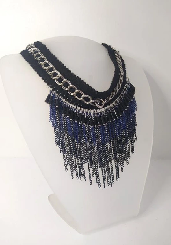 Kolye Gerdanlık Kadın Choker Bohem Kolyeler El Yapımı Uzun Püskül Boncuklar Bayan Kolye Takı Tasma - 2