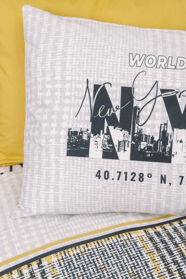 Cotton Box Genç Odası Tek Kişilik Lastikli Çarşaflı Nevresim Takımı Worldwide Hardal - 2