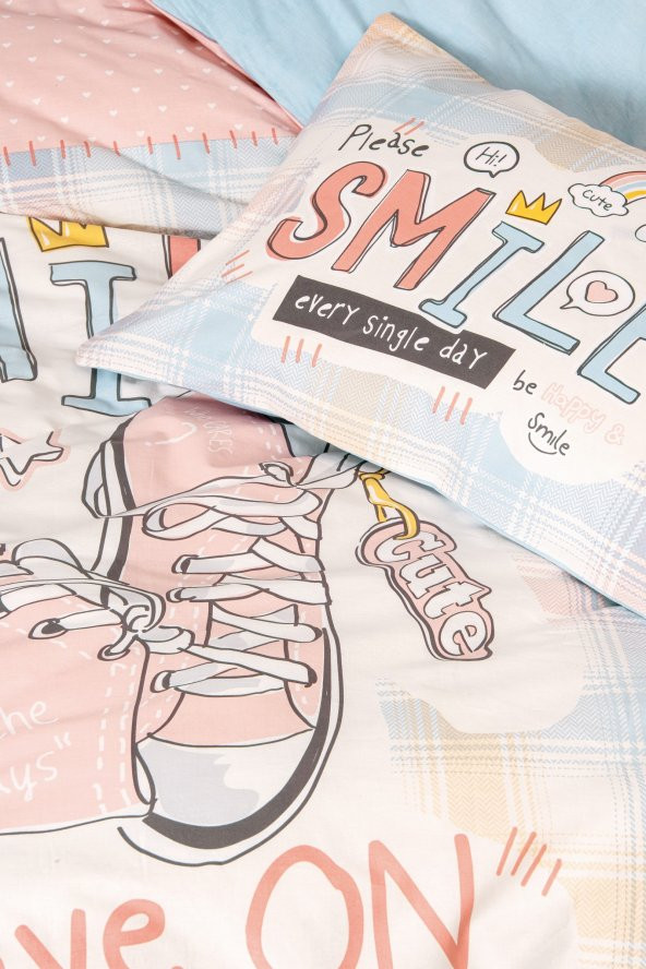 Cotton Box Genç Odası Tek Kişilik Lastikli Çarşaflı Nevresim Takımı Smile Mint - 2