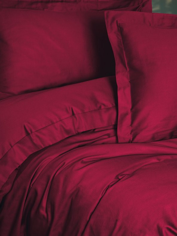 Cotton Box Elegant Saten Çift Kişilik Nevresim Takımı Bordo - 2