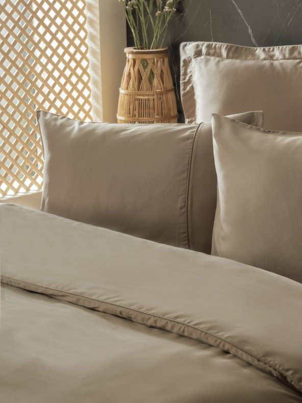 Cotton Box Silky Saten Çift Kişilik Nevresim Takımı Bej - Resim 2