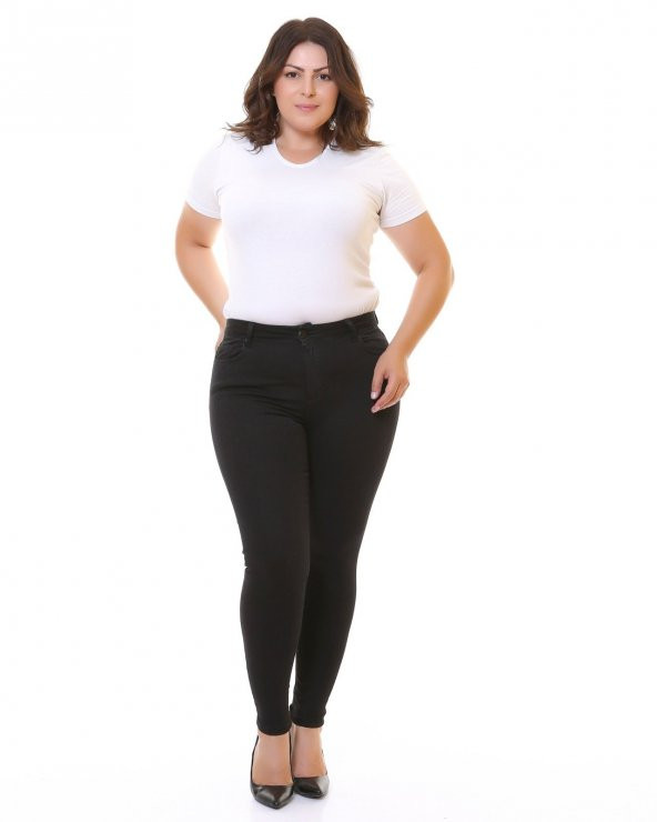 Ekstra Dar Kalıplı Yüksek Belli ve Bilek Boylu Cepli Kadın Kot Pantolon Skinny Jean Siyah Denim - 7