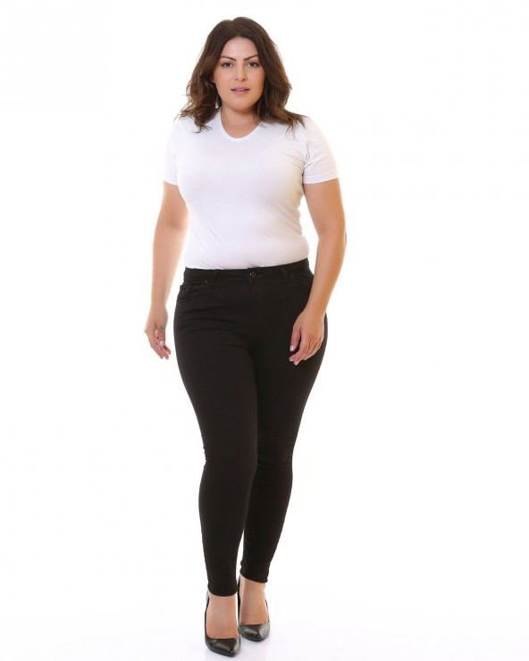 Ekstra Dar Kalıplı Yüksek Belli ve Bilek Boylu Cepli Kadın Kot Pantolon Skinny Jean Siyah Denim - 8