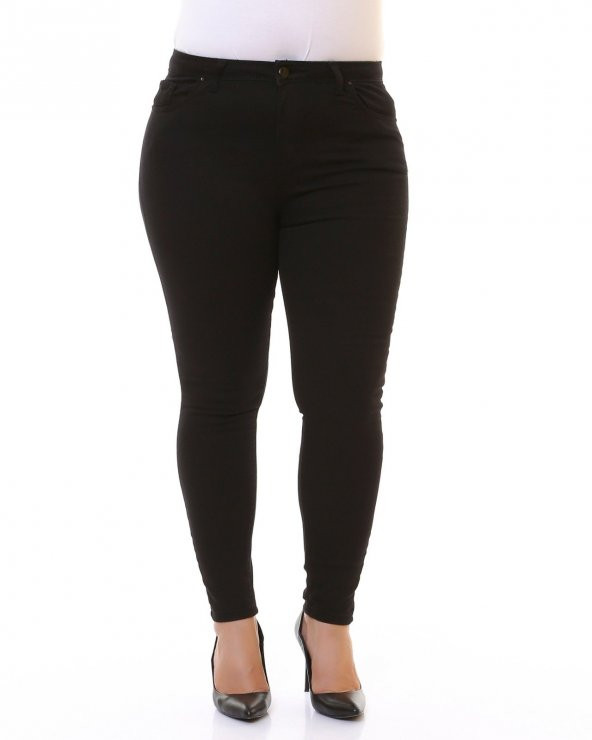 Ekstra Dar Kalıplı Yüksek Belli ve Bilek Boylu Cepli Kadın Kot Pantolon Skinny Jean Siyah Denim - 9