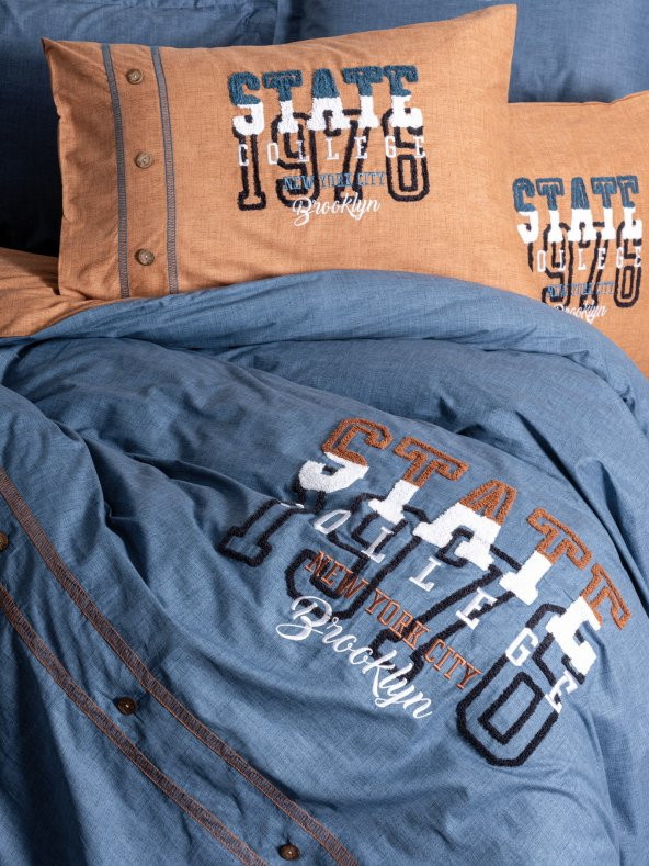 Cotton Box Mood Nakışlı Ranforce Çift Kişilik Nevresim Takımı State Tarçın - Resim 2