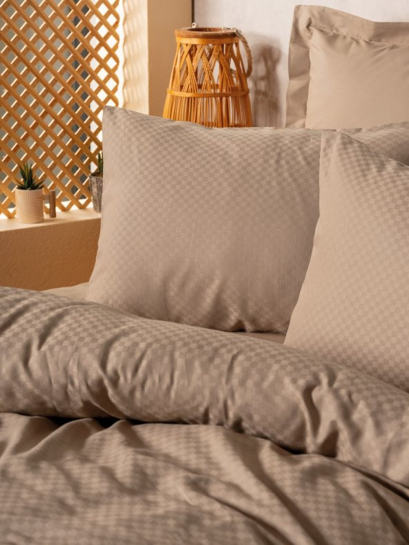 Cotton Box Plaid Ranforce Tek Kişilik Nevresim Takımı Vizon - Resim 2