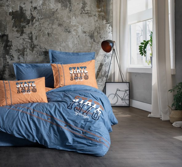 Cotton Box Mood Nakışlı Ranforce Tek Kişilik Nevresim Takımı State Tarçın