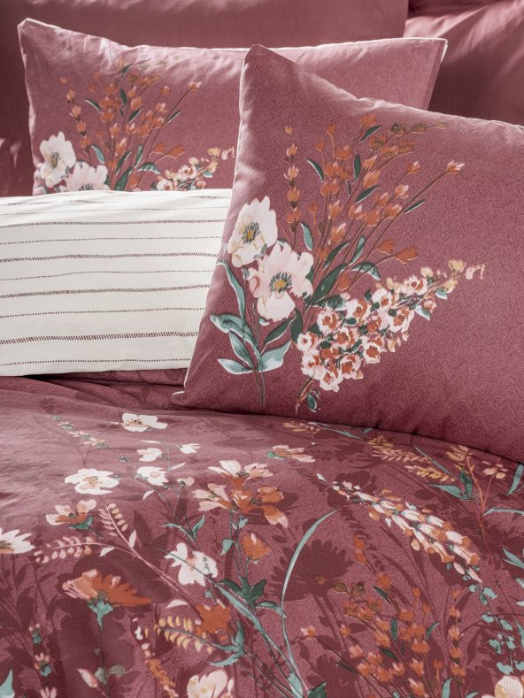 Cotton Box Feminen Tek Kişilik Nevresim Takımı Vina Bordo - 2