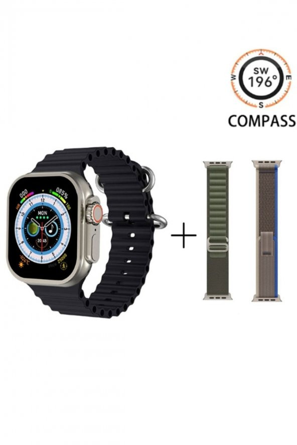 H11 Ultra Plus Akıllı Saat Smart Watch 49 Mm Vidalı 3 Kordonlu