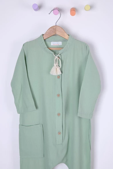 Babyhola %100 Pamuk Kumaş Kız Erkek Çocuk Casual Tulum 1559 - 2