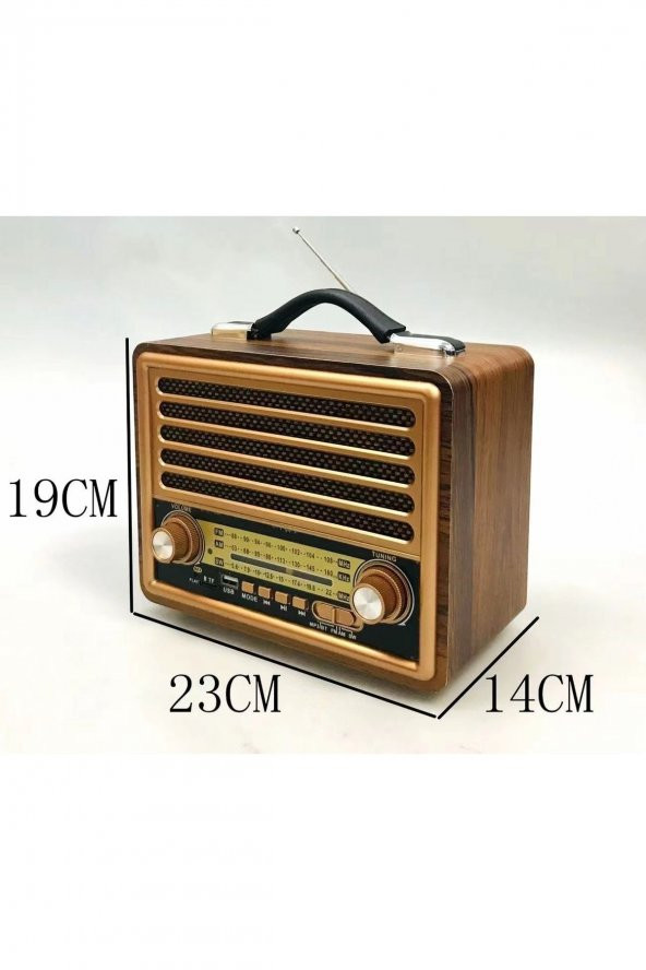 Nostaljik Radyo Bluetooth Hoparlör Fm Radio Sd Kart Usb Girişli Şarjlı Speaker R-2077BT - 3