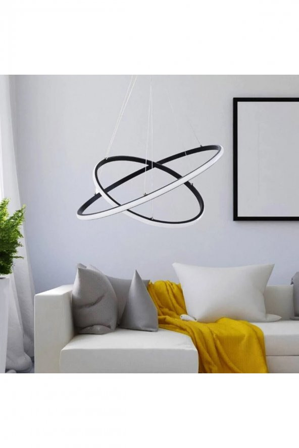 Badara / Sarkıt Avize / 60-40 cm / Antrasit Gövde / 3 Renk Işık - Resim 3