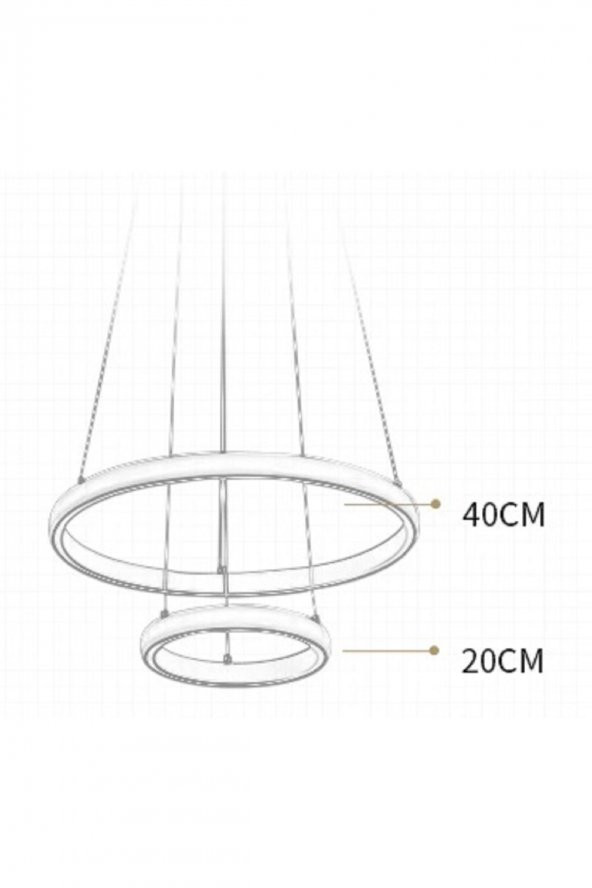 Dolpo / 40-20 cm / 3 Renk Işık / Sarkıt Avize / 2 Çember / Antrasit Kasa / 3 Yıl Garanti - 3