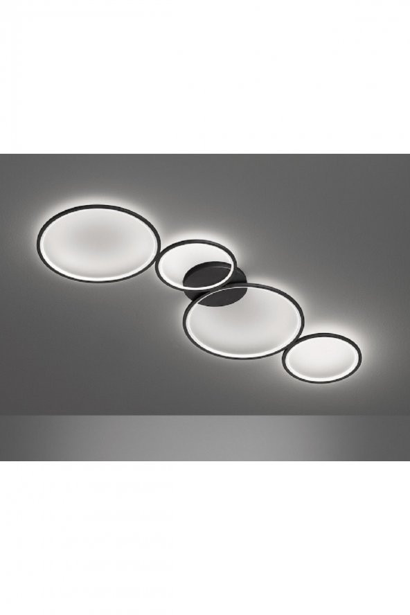 Efes / 100x35 cm / Plafonyer Avize / 4 Çember / 3 Renk Işık / Antrasit Gövde - 3