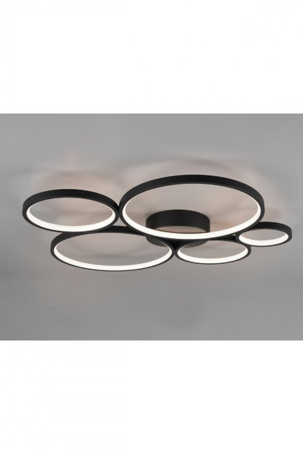 Bergama / 90x80 cm / Plafonyer Avize / 5 Çember / 3 Renk Işık / Antrasit Gövde - 2