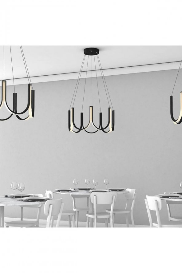 İskandinav / 60 cm / Sarkıt Avize / Antrasit Gövde / 3 Renkli Işık / 3 Yıl Garanti - 3