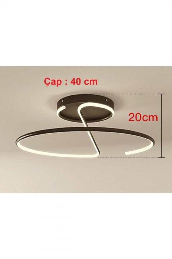 Pirlepe / Plafonyer Avize / 40 cm / Antrasit Gövde / 3 Renk Işık - 2