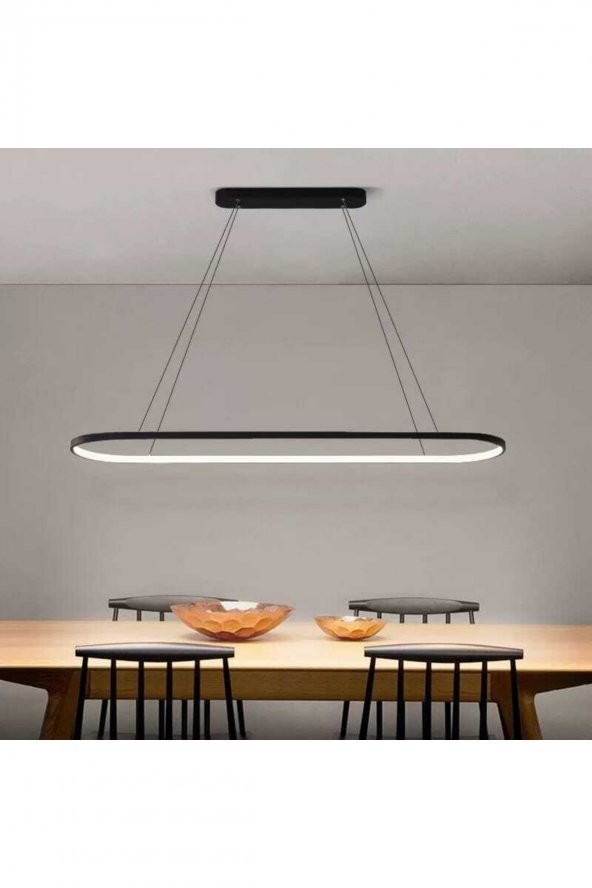 Prilep / Elips / Sarkıt Avize / 120 cm / Antrasit Gövde / 3 Renk Işık - 3