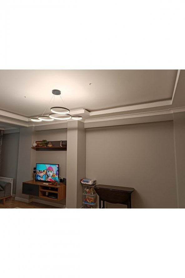 Azdavay / Sarkıt Avize / 5 Halka / 110x45 cm / Antrasit Gövde / 3 Renk Işık - 3