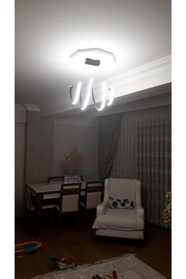 Spiral / 60 cm / Sarkıt Avize / Antrasit Gövde / 3 Renk Işık / 3 Yıl Garanti - 3
