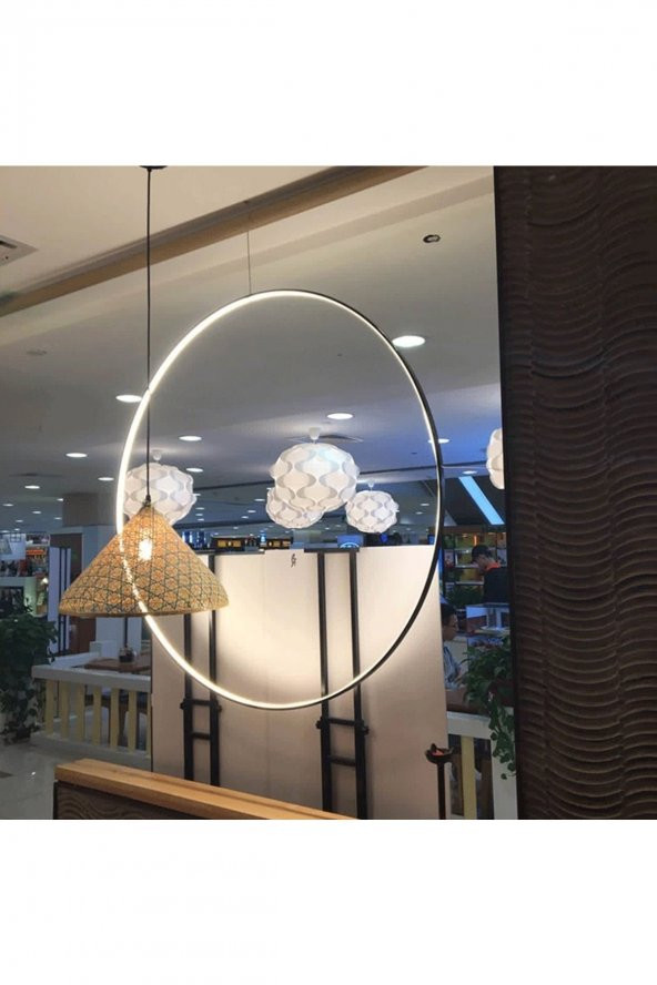 Gündoğdu / Sarkıt Avize / Tekli Çember / 60 cm / Antrasit Gövde / 3 Renk Işık - 2