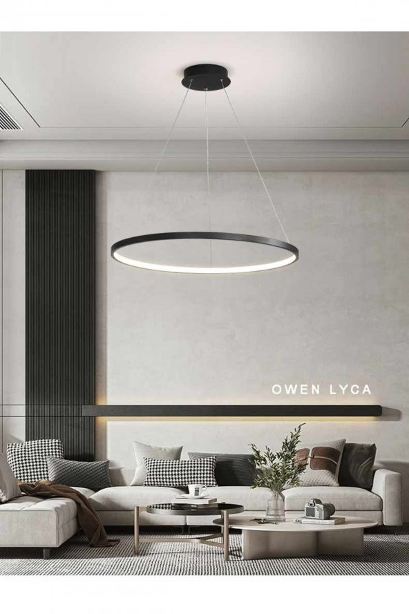 Karpos / Sarkıt Avize / Tekli Çember / 80 cm / Antrasit Gövde / 3 Renk Işık