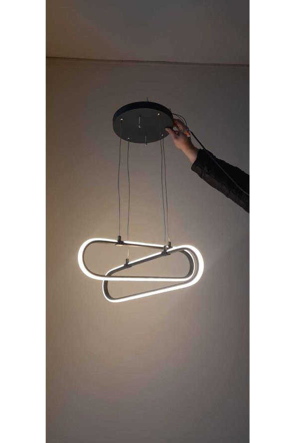 Kopanki / 50x30 cm / Sarkıt Avize / 3 Renk Işık / Antrasit Gövde - 2