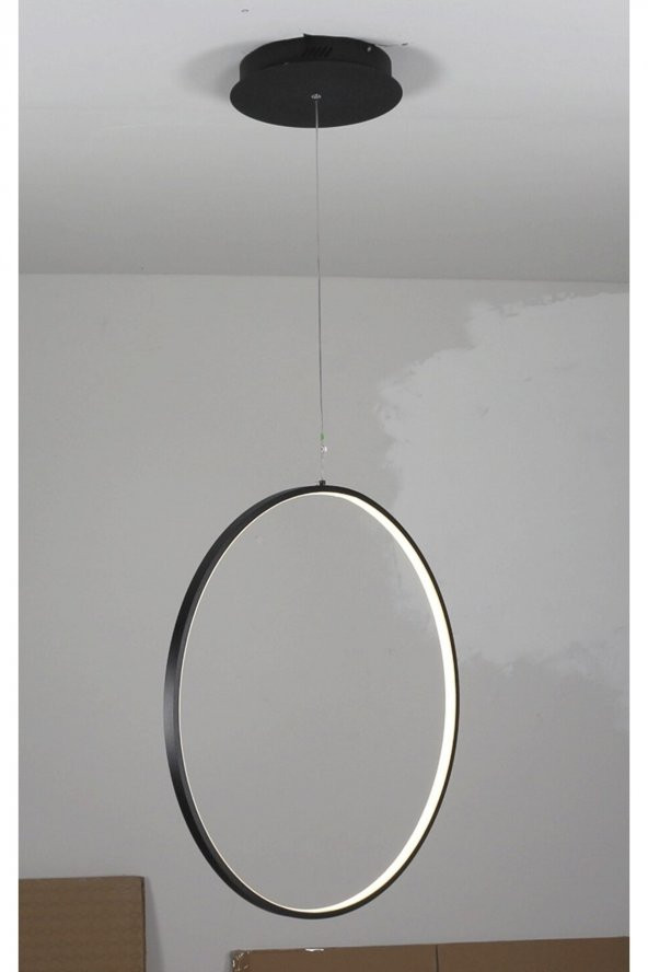 Gündoğdu / Sarkıt Avize / Tekli Çember / 60 cm / Antrasit Gövde / 3 Renk Işık - 3