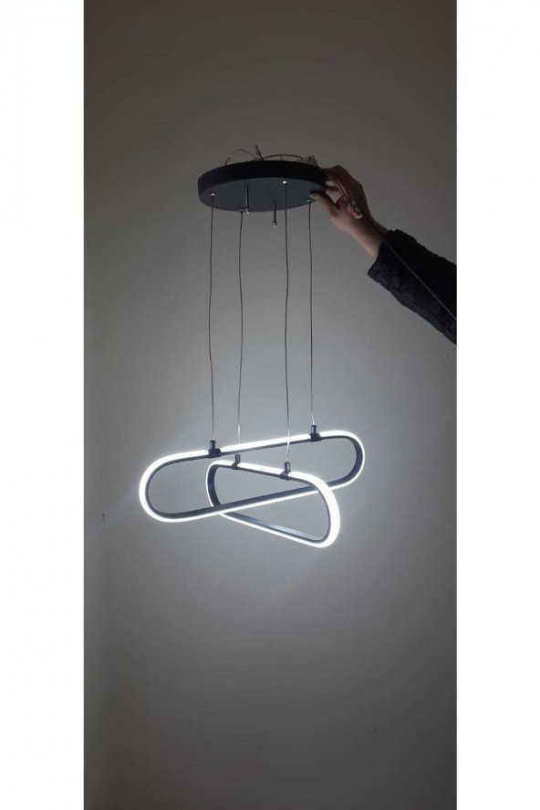 Kopanki / 50x30 cm / Sarkıt Avize / 3 Renk Işık / Antrasit Gövde - 3