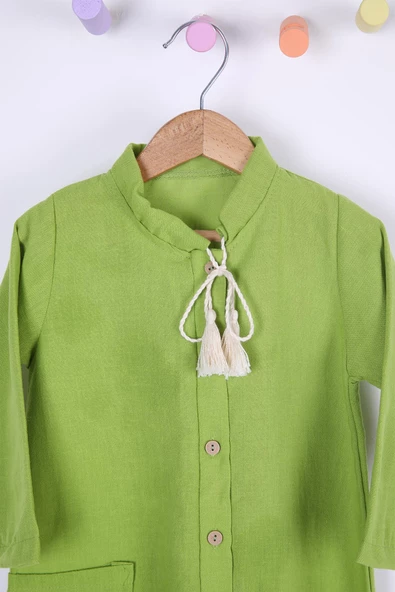 Babyhola Kız Erkek Çocuk Casual Keten Tulum 1632 - 5