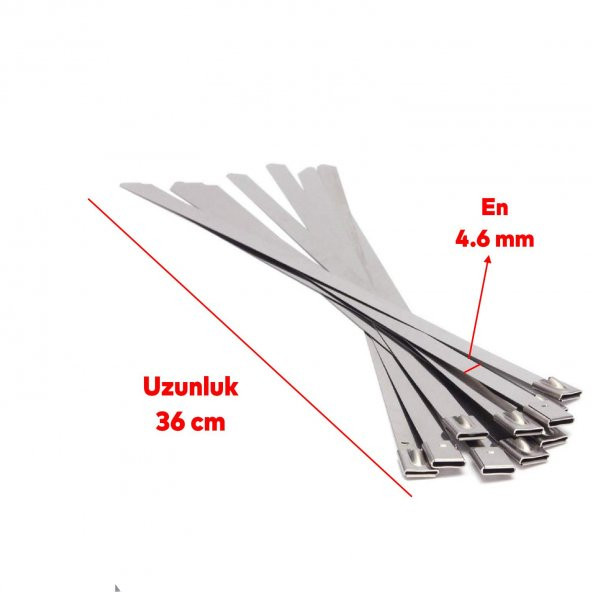 Cırt Kelepçe Metal Paslanmaz Çelik Kablo Zip Bağı Çok Amaçlı Bağlama 4.6x360 10 Adet - 2