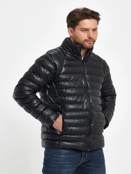 Zagmen Z01230 Erkek Slim Fit Şişme Deri Mont - Resim 8