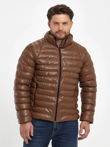 Zagmen Z01230 Erkek Slim Fit Şişme Deri Mont - Resim 3