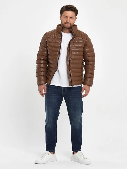 Zagmen Z01230 Erkek Slim Fit Şişme Deri Mont - Resim 2